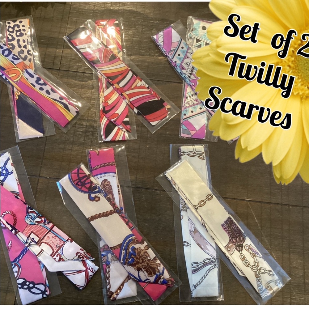 🍒Set of 2 Twilly Scarves